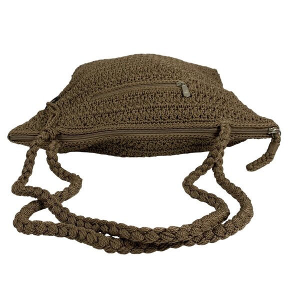 The SAK Beige Crochet Shoulder Bag Zipper Closure Inner Pockets Dividers EUC - Picture 8 of 16